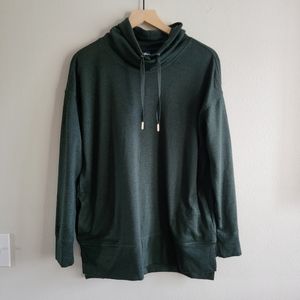 Get after it cowl sweater, L, Forest green